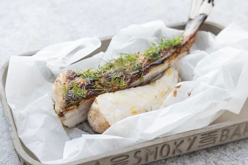 Barbecue miso glazed monkfish tail. Photograph: Harry Weir Photography