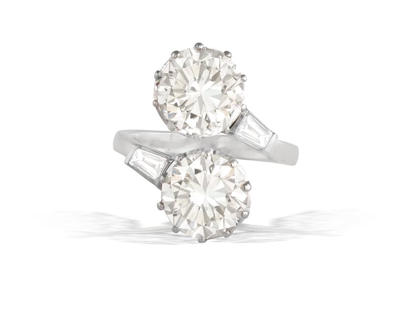 Twin diamond dress ring from the Toi et Moi set (€50,000-€60,000)