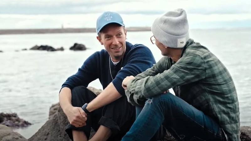 Chris Martin of Coldplay and Zane Lowe in Dublin. Photograph: Apple Music