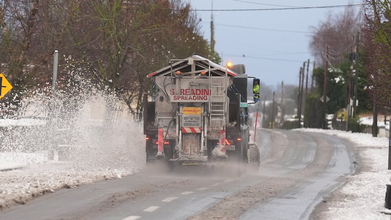 A snow plough and gritting lorry in Ballylynan, Co Laois. Photograph: Niall Carson/PA Wire