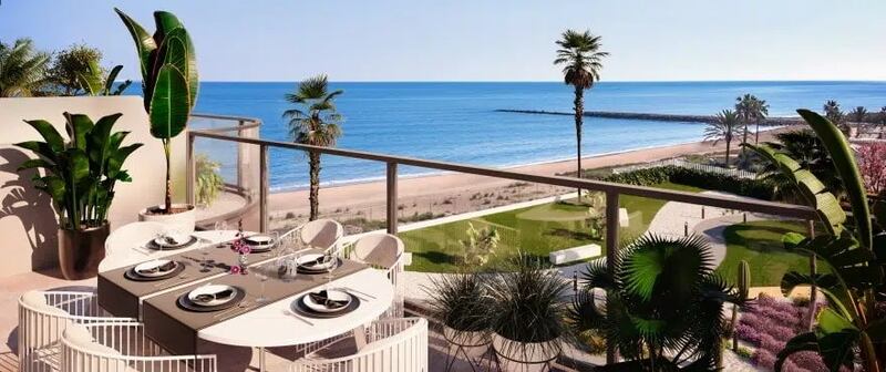 This two-bed apartment in Denia, Alicante, has direct beach access