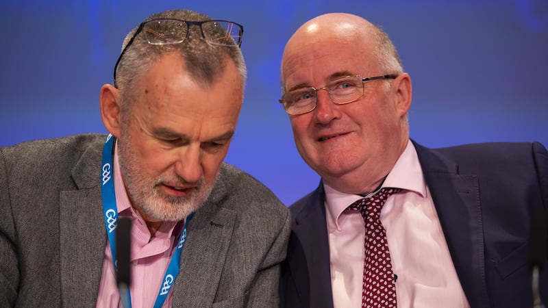 Larry McCarthy with his predecessor as GAA president John Horan. Photograph: Tom O’Hanlon/Inpho