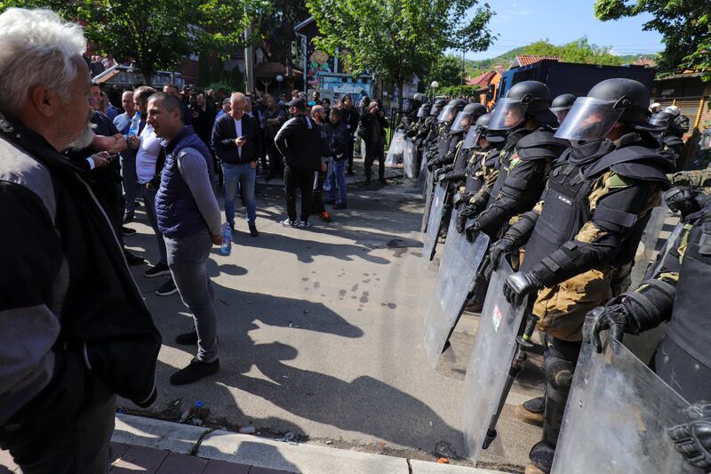 Serbia has condemned Nato-led peacekeepers stationed in Kosovo for their alleged failure to stop ‘brutal actions’ by Kosovo police against ethnic Serbs. Photograph: Bojan Slavkovic/AP