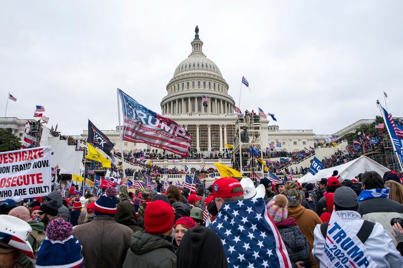 Rioters at the US Capitol (Jose Luis Magana/AP)