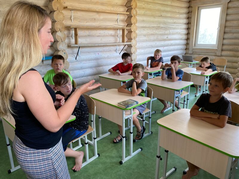 English class at the 7 Fields holiday camp. Photograph: Lara Marlowe