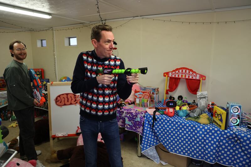 Toy researcher Andrew McDermott with Ryan Tubridy. Preparations for the show have been under way since September. Photograph: Nick Bradshaw.