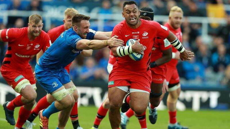 Billy Vunipola of Saracens breaks away from Jack Conan of Leinster during their Champions Cup final match at St James’ Park  in Newcastle-upon-Tyne on Saturday. Photograph: David Rogers/Getty Images