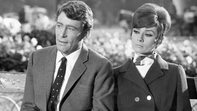 Audrey Hepburn and Peter O’Toole as a sad couple on a park bench during during location shooting in Paris for the film in new comedy ‘How to Steal a Million Dollars and Live Happily Ever After’. Photograph: PA Wire.