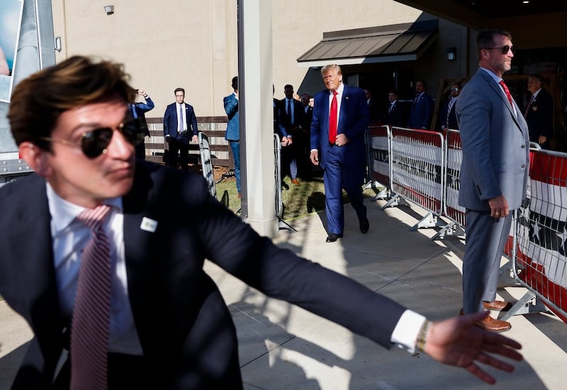 Former US president Donald Trump leaves the Believers and Ballots Faith Townhall at Christ Chapel, Zebulon, on Wednesday. Photograph: Anna Moneymaker/Getty Images