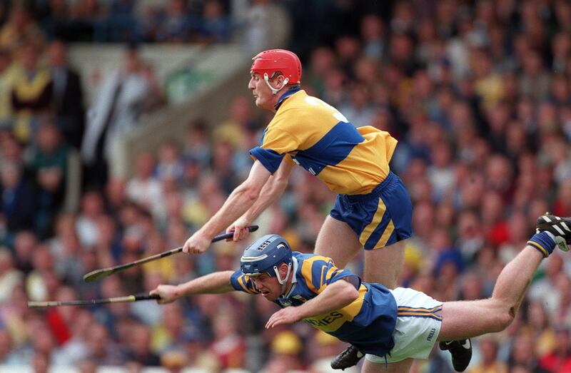 Brian Lohan of Clare in action, All Ireland Hurling final, Tipperary vs Clare, September 1997. Photograph: Inpho