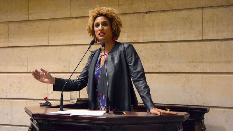 Brazilian councilwoman Marielle Franco of the left-wing party PSOL  leading a session at the Municipal Chamber in Rio de Janeiro, Brazil in February last year. Ms Franco, who was an outspoken critic of police brutality, was shot dead in Rio’s city centre this week in an assassination-style killing. Photograph: Renan Olaz/AFP/Getty Images