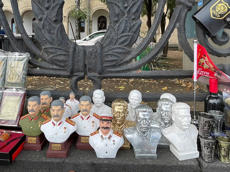 Souvenirs on sale outside the Josef Stalin museum in his hometown of Gori, Georgia. By Daniel McLaughlin
