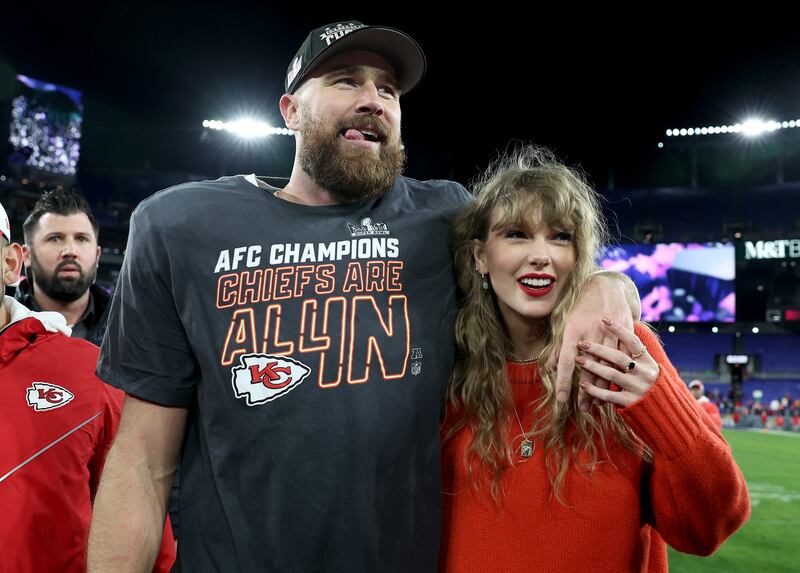 Travis Kelce and Taylor Swift would get a fine welcome in Limerick. Photograph: Patrick Smith/Getty Images