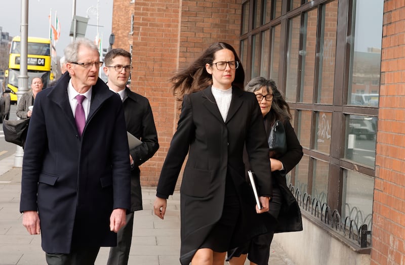 Enoch Burke's father Seán, brother Isaac, sister Ammi and mother Martina arrive at the Four Courts on Tuesday. Photograph: Alan Betson