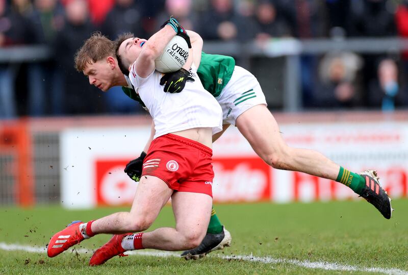 Tyrone’s Ruairí Canavan in action against Kerry's Pa Warren during the recent league clash at Healy Park, Omagh. Photograph: James Crombie/Inpho 