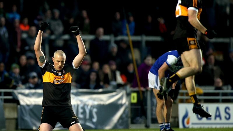 Kieran Donaghy celebrates Austin Stacks’ win over Kerins O’Rahilly’s in the Kerry DFC Final at  Austin Stack Park in Tralee at the start of December. Photograph: James Crombie/Inpho