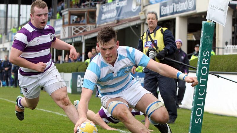 Conor Oliver scored the first try in Blackrock’s Leinster Schools Senior Cup victory in 2014. Photograph: Colm O’Neill/Inpho