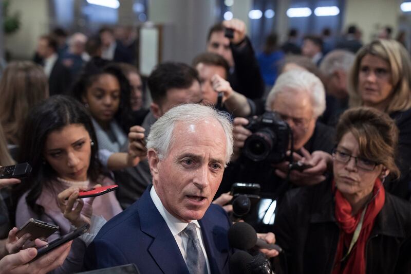 Senator Bob Corker speaks to the media after the classified briefing by CIA Director Gina Haspel on December 4th. A bipartisan group of senior senators have said that the briefing has only solidified their belief that Mohammed bin Salman, the crown prince of Saudi Arabia, ordered the killing of Saudi dissident Jamal Khashoggi Photograph: Tom Brenner/The New York Times