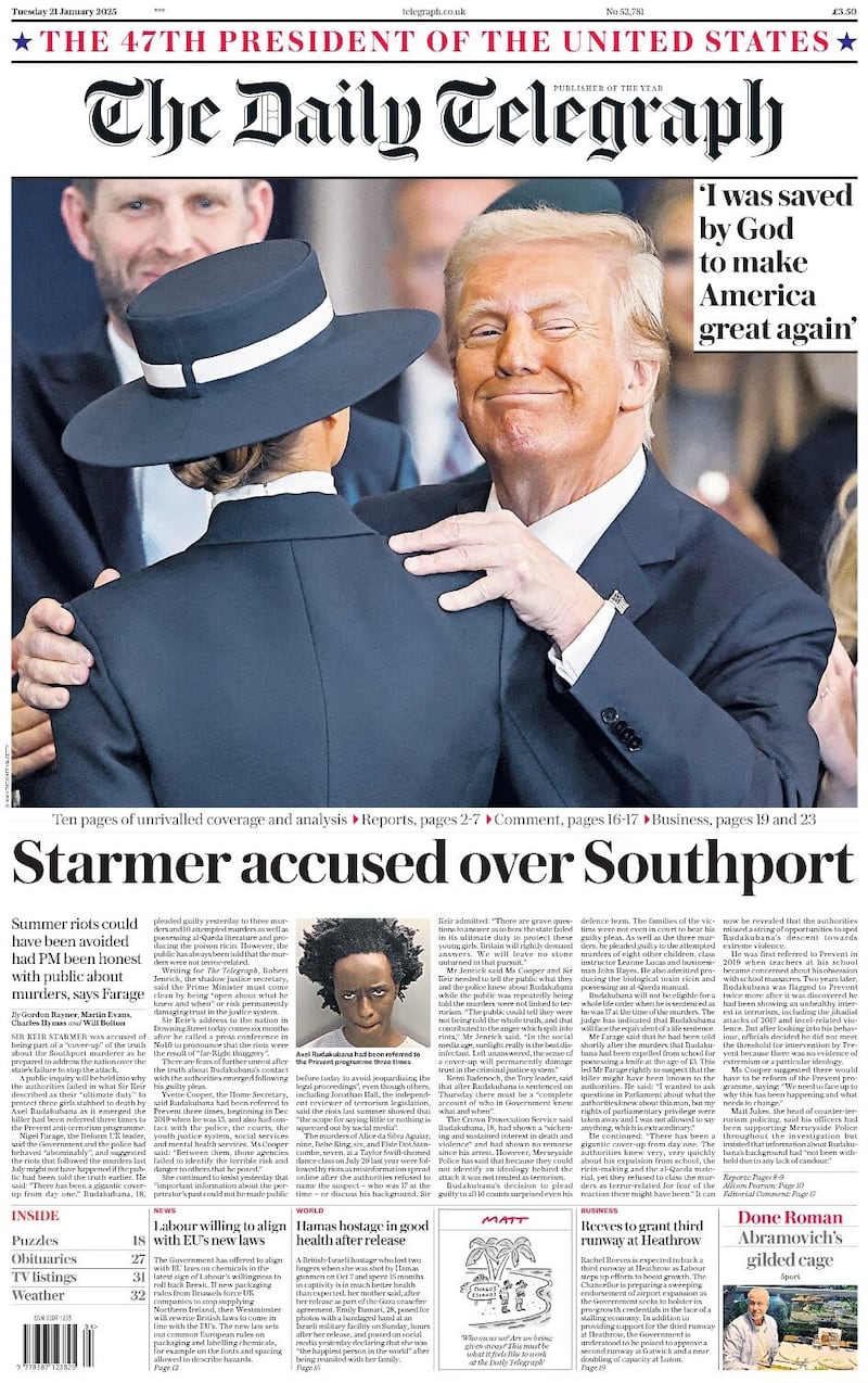 The Daily Telegraph front page