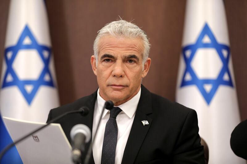 Israeli prime minister Yair Lapid in Jerusalem, Israel, last week