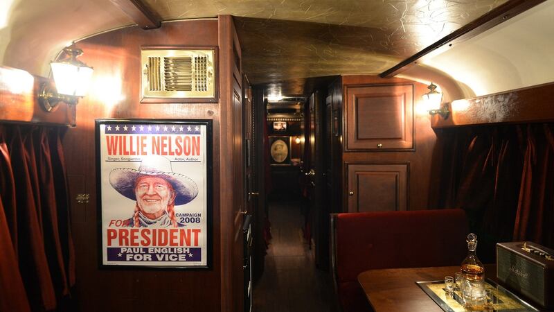 A  view of Willie Nelson’s tour bus in Austin, Texas. Photograph:  Daniel Boczarski/Getty Images