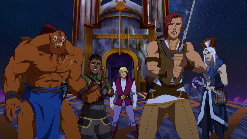 Beast Man, Andra, Prince Adam, Teela and Evil-Lyn in Masters of the Universe: Revelation