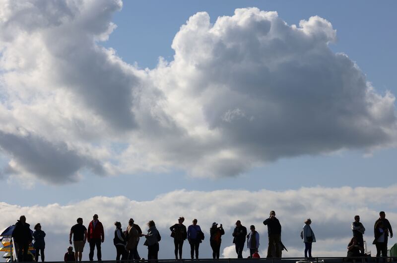 Onlookers gather for the racing on the beach. Photograph: Dara Mac Dónaill/The Irish Times