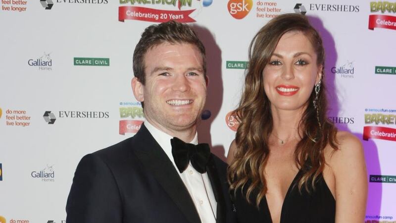 Gordon D’Arcy and his wife Aoife at the Barrtestown Gala Ball. Photograph: Leon Farrell/Photocall Ireland.