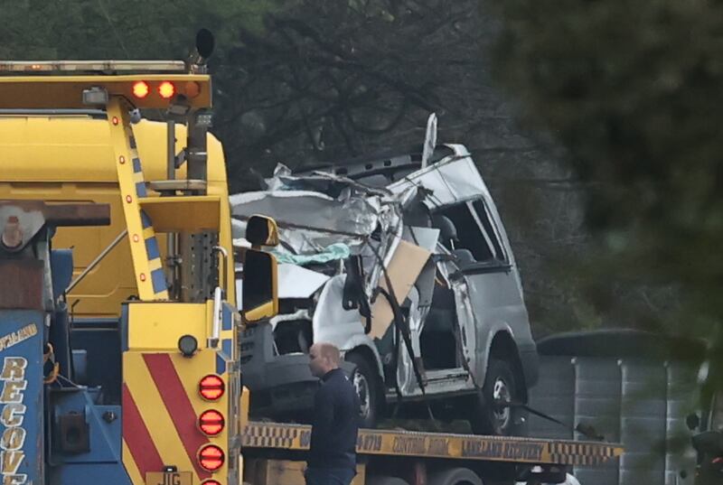 The scene on the A5 outside Aughnacloy following the crash. Photograph: PA