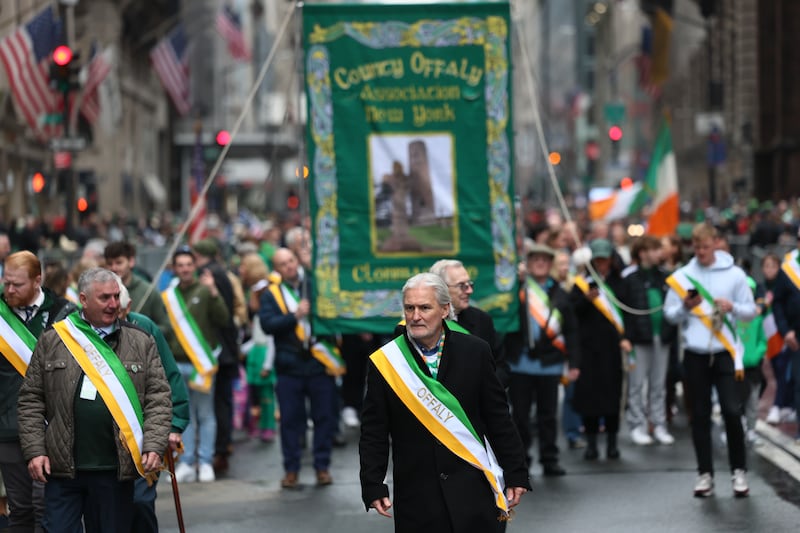 The St Patrick's Day parade on Fifth Avenue in New York City. Governor Kathy Hochul and mayor Eric Adams along with state and local officials marched in the 264th annual St Patrick’s Day Parade. The parade featured more than 150,000 participants marching along Fifth Avenue.  Photograph: Michael M Santiago/Getty Images