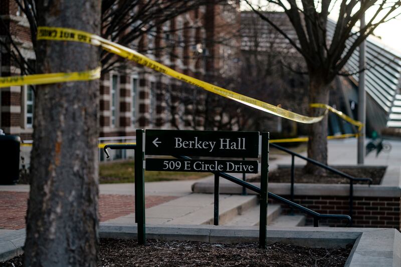 Berkey Hall at Michigan State University in East Lansing on Tuesday morning, February 14th, one day after a mass shooting. Photograph: Nick Hagen/The New York Times