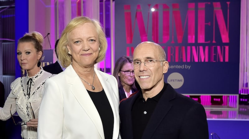 Meg Whitman (centre, left) and Jeffrey Katzenberg’s Quibi did not succeed. Photograph: Stefanie Keenan/Getty Images for The Hollywood Reporter