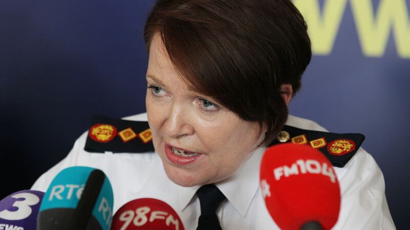 Garda Commissioner Nóirín O’Sullivan speaks to the media at Garda Headquarters in Dublin on Monday about the breath test scandal. Photograph:  Stephen Collins/Collins