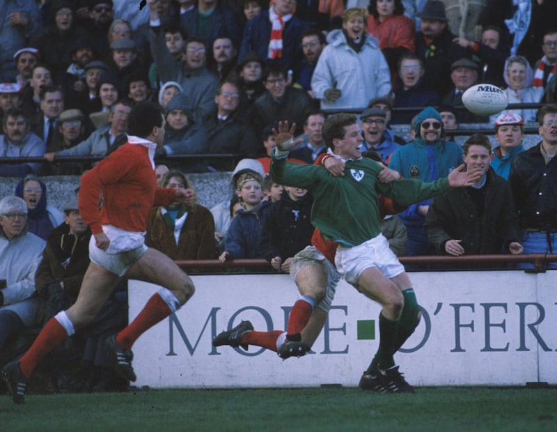 Brendan Mullin in action against Wales in 1990. 