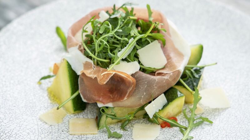 Roasted courgette, rocket and Parma ham salad. Photograph: Harry Weir Photography