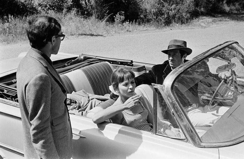 New wave: Jean-Luc Godard with Anna Karina and Jean-Paul Belmondo on the set of Pierrot Le Fou, in 1965. Photograph: Reporters Associés/Gamma-Rapho via Getty