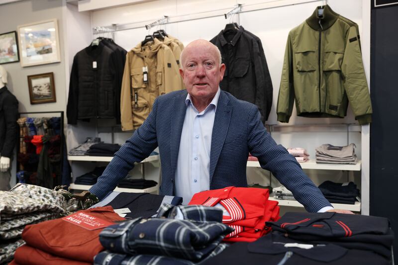 “Our business now is more chinos, and smart casual shirts. We are also selling more shorts than we ever did – because of guys working from home.” - Richard Quinn of Frewen & Aylward menswear shop on George's Street Lower, Dun Laoghaire. Photograph : Laura Hutton 