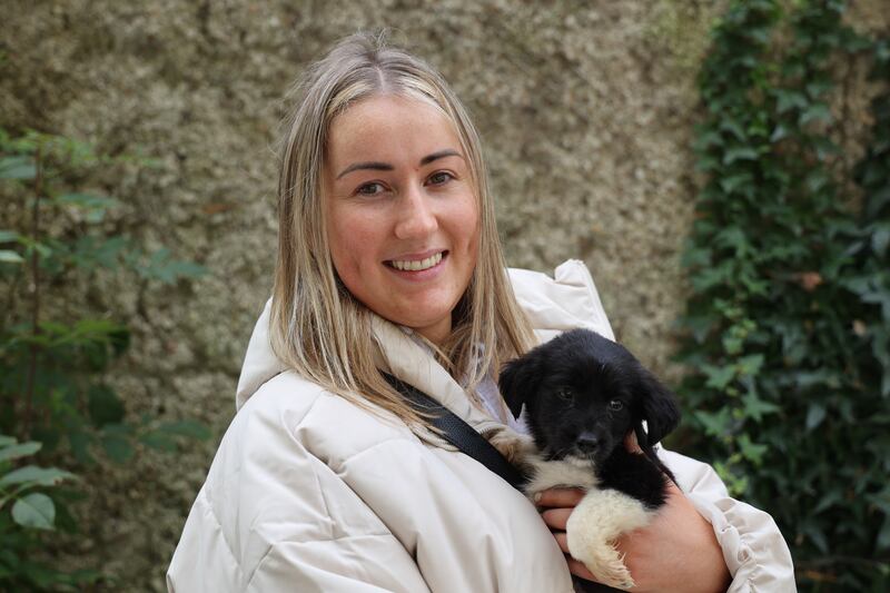 Lauren Byrne with Archie at the Wicklow Animal Welfare facility. Photograph: Nick Bradshaw