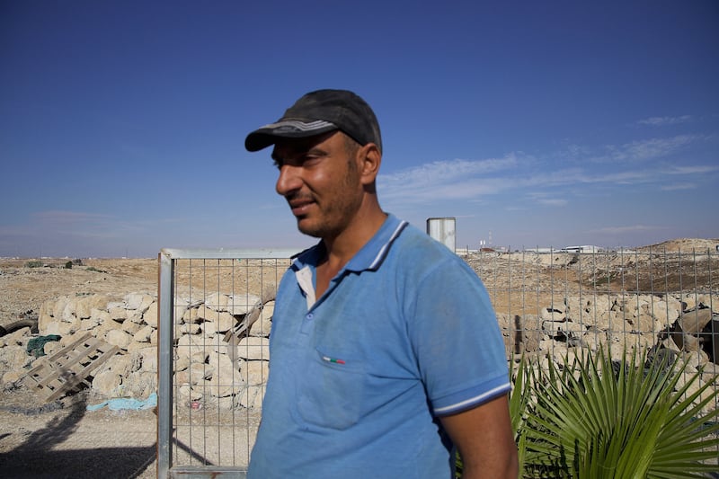 Amin al-Hudarat (41) has lived in Khirbet Zanuta his whole life, but after  October 7th the threat of violence from settlers had become too high for the community to remain there. Photograph: Hannah McCarthy