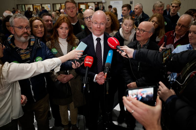 Minister for Health Stephen Donnelly in the count centre this afternoon. Photograph Nick Bradshaw


