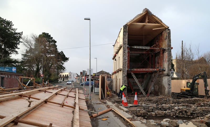 Fallen scaffolding in Harolds Cross, Dublin. Photograph: Colin Keegan, Collins Dublin