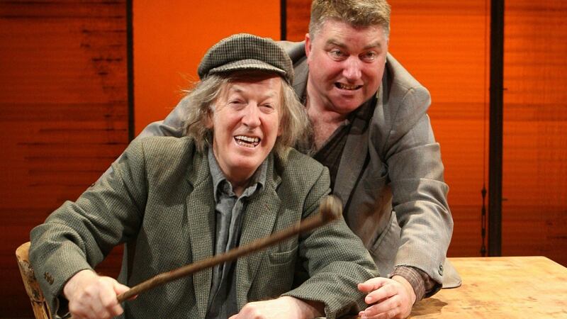 Pat Shortt and Tom Hickey during a rehersal for Boss Gradys Boys by by Sebastian Barry in the Gaiety. Photograph: James Horan/Collins