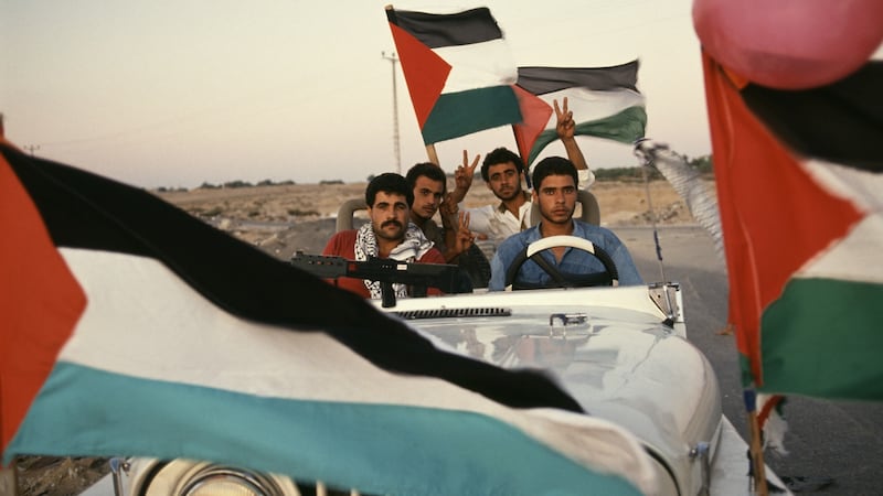 Scenes of Palestinian joy after the signing of the Oslo Accord in 1993. Photograph: Esaias Baitel/Gamma-Rapho via Getty Images