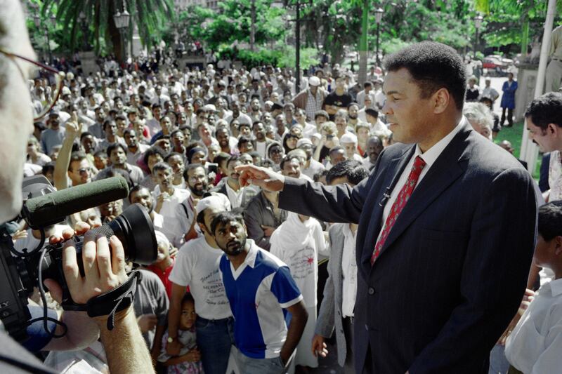 Muhammad Ali proved a magnetic presence to the admiring crowds throughout his two-week visit to South Africa in April 1993. Photograph: Walter Dhladhla/AFP/Getty via Getty Images