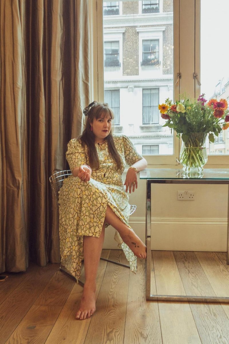 Lena Dunham, wearing one of her designs from a new collaboration with 11 Honoré. Photograph: Devin Oktar Yalkin/New York Times