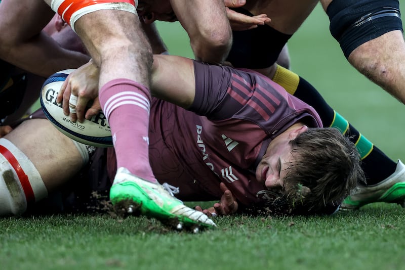 Munster’s Gavin Coombes during the Champions Cup game against Northampton Saints at Franklin's Gardens. Photograph: Billy Stickland/Inpho