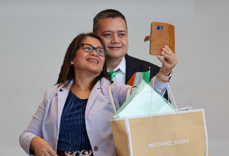 Elisa and Joseph Bultron following a citizenship ceremony in Dublin's Convention Centre. Photograph: Nick Bradshaw