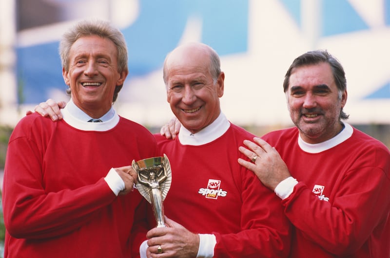 Denis Law, Bobby Charlton and George Best in 1995. Photograph: Phil Cole/Allsport/Getty Images