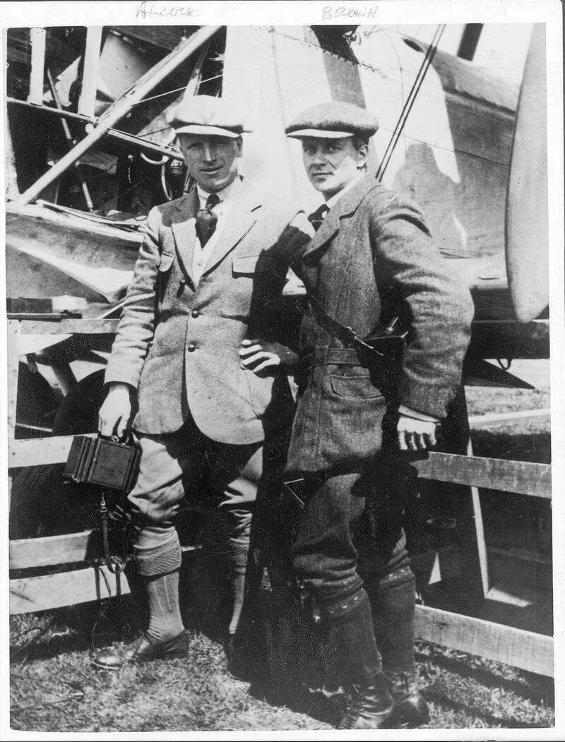 The first transatlantic flight: Pilots Arthur Whitten Brown and John Alcock