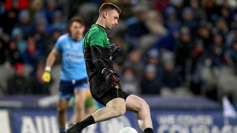 Shaun Patton gives Donegal an excellent platform to retain possession. Photograph: Bryan Keane/Inpho